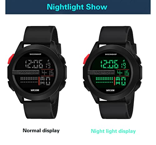 Image of Shocknshop Multifunctional Black Digital Dial Watch for Men and Boys -W30