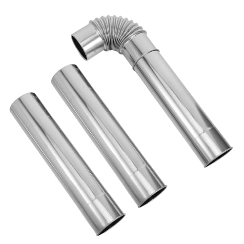 NIYANGLE Kit Tuyau de Poêle en Acier Inoxydable 60 MM 2 Tubes de 30 CM et Coude 90° – Extension Conduit de Cheminée Étanche pour Poêles et Chaudières...