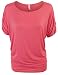 KOGMO Womens Solid Basic Boatneck Dolman Top with Sleeve Shirring