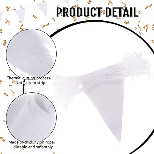 Image of Preboun 400 ft Solid Pennant Banner Flags 240 Pcs String Hanging DIY Triangle Bunting Bulk Garland for Grand Opening Carnival Birthday Party Decoration Outdoor(White)