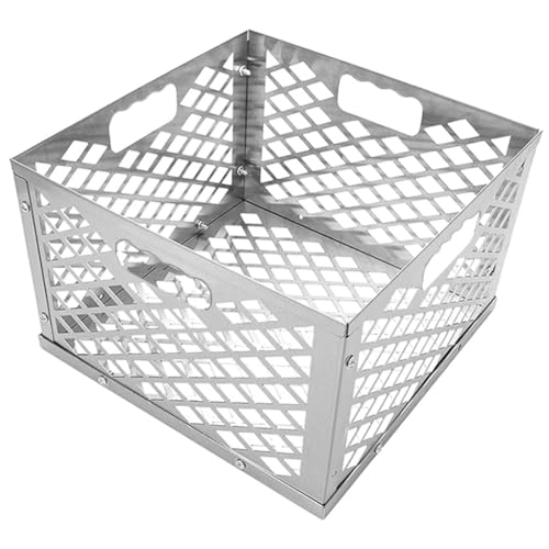 BESPORTBLE Caja Para Carbón De Acero Inoxidable Para Parrilla Offset, Cesta Para Almacenamiento y Ahumado Al Aire Libre, Capacidad Amplia, Resistente y Fácil De Limpiar