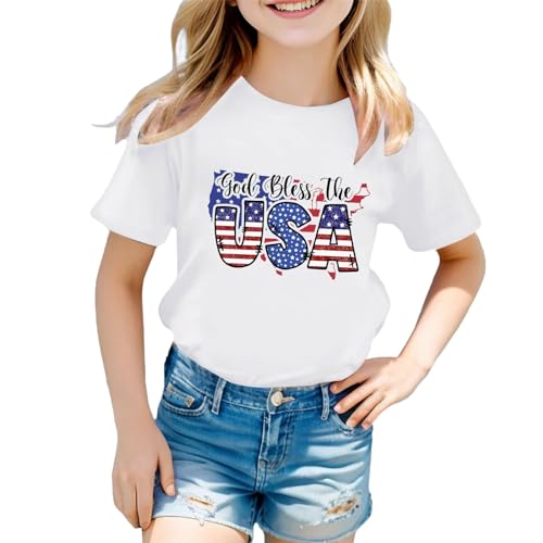 Boys Girls 4th of July American Flag Patriotic Cotton Tshirt Kids Independence Day Tops Girl Summer Short Sleeve Outfit2