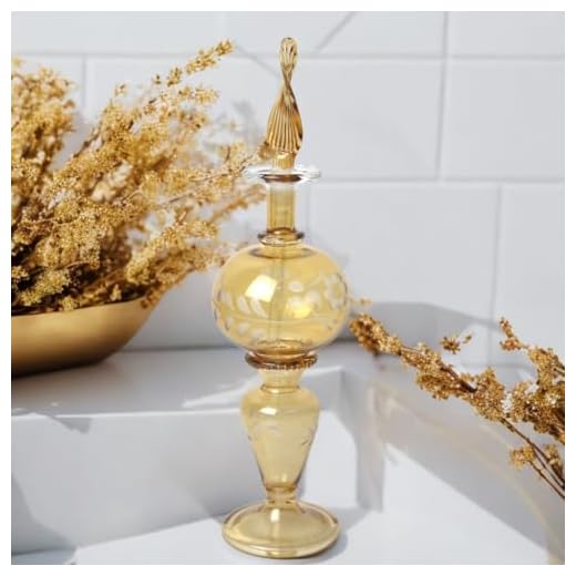 Frasco de perfume luxuoso de vidro âmbar soprado à mão com gravação floral, decantador de fragrância recarregável de estilo vintage, detalhes decorativos, rolha de vidro elegante para perfume, óleos