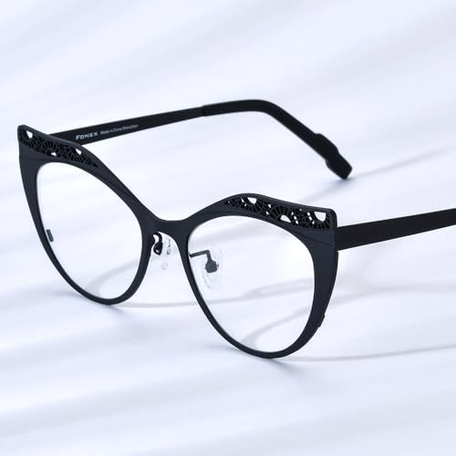 Image of FONEX Colorful Pure Titanium Glasses Frame Women Retro Round Eyeglasses