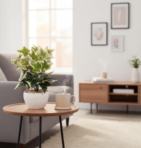 Image of Foliyaj Artificial Ivy Plant with White Pot | Indoor Plants for Home Decor | Living Room Decor | 28 cm Height | Decoration for Home and Office