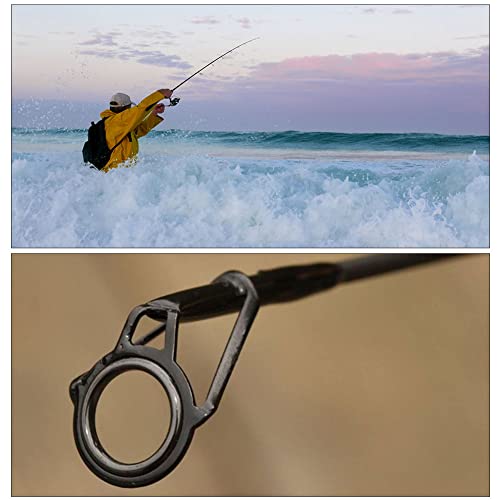 Foto von Angelrute Reparatur Kit,8 Rutenspitzen Reparaturset,Angelrutenführung Rutenringe Spinnruten Edelstahl Keramik Spitzenringe Tip Tops,Spitze Reparieren Kit Angelzubehör für Salzwasser See Wasser Fischen