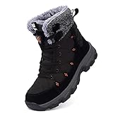 unitysow stivali da neve uomo donna caldi pelliccia stivali da invernali outdoor impermeabili scarpe da neve casual stringate stivaletti scarpe da inverno,nero,41 eu