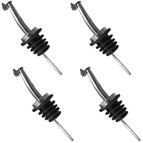 4 Pack Bottle Pourers - Stainless Steel Spirit Pourer, Liquor Pourer Spout Speed Pourer Caps, Drink Pourer with Hinged Flip Top Cap for Wine Liquor Olive Oil Syrup Vinegar Bottles Cover