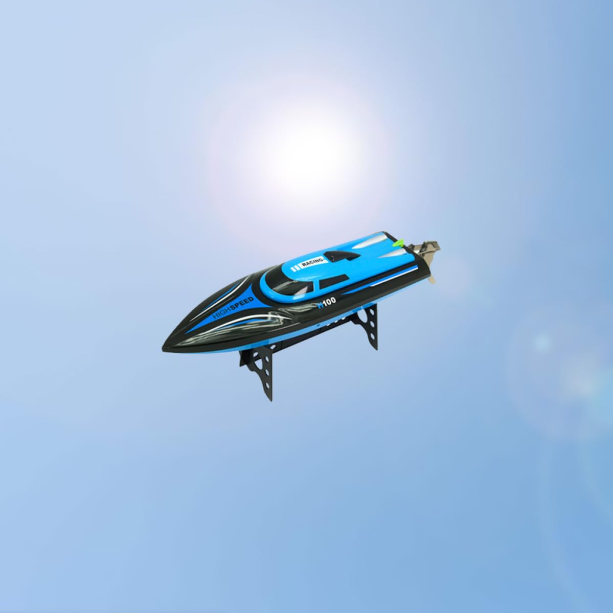 Barca Telecomandata Rc 2.4ghz in Plastica Blu con Batteria Ricaricabile 600mah, Funzione Movimento in Avanzamento e Retromarcia, Resistente alle Interferenze per Laghi e Piscine