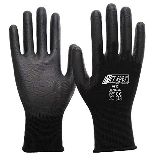 Preisvergleich Produktbild 12 Paar NITRAS Nylon-PU, schwarz-schwarz (S)