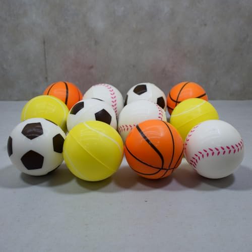 Image of Asera 12 Pcs Soft Foam Sponge Sports Balls Set for Kids, Lightweight Football Basketball Baseball Tennis Balls, Birthday Return Gifts, Indoor Outdoor Play
