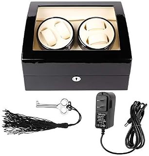 4+6 Automatic Watch Winder Wood Watch Display Case Box, Quiet Motor Multiple Rotation Watch Display Storage Case Box for Men and Women (Black)
