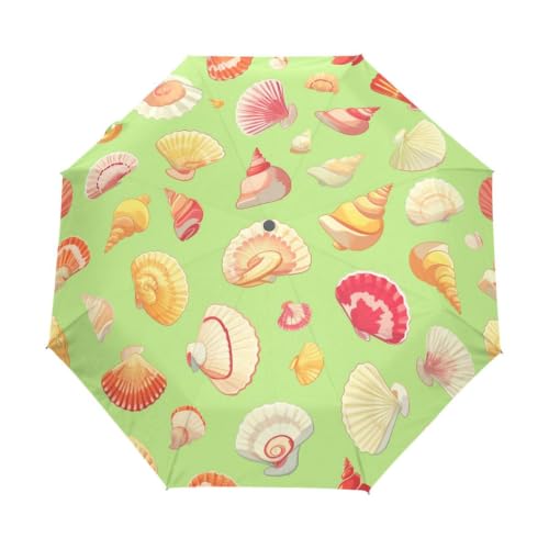 Parapluie enfants fille à motif coquillage vert coloré pour cadeau de vacances