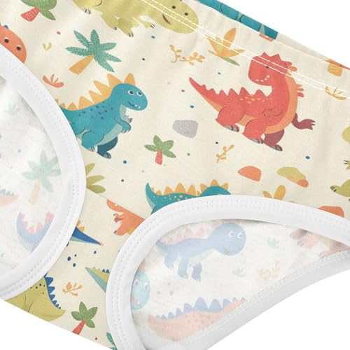 Wusikd Cartoon Dinosaur Colors Girls' Underwear Cotton Cute Girls Briefs Soft Toddler Underwear 2T4