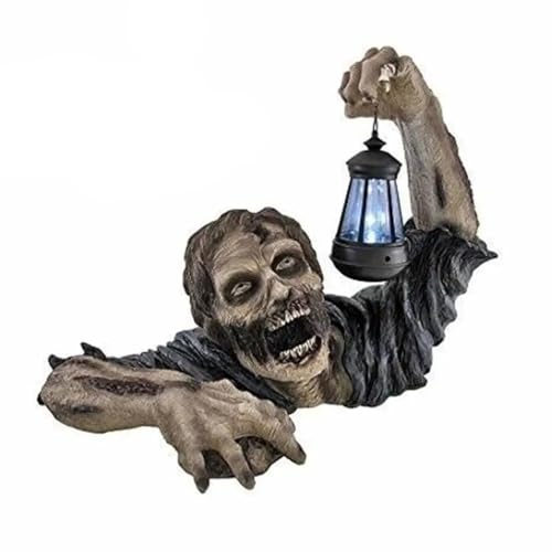 Statue de Jardin Zombie avec Lanterne LED Décoration d'Extérieur