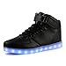 AFFINEST Unisex Adult High Top USB Charging LED Light Shoes Fashion Sneaker For Men Women(41,Black)