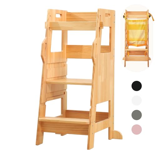 FUNLIO Tour d'apprentissage pour Enfants avec Filet de Sécurité, Marchepied de Cuisine Enfants,...