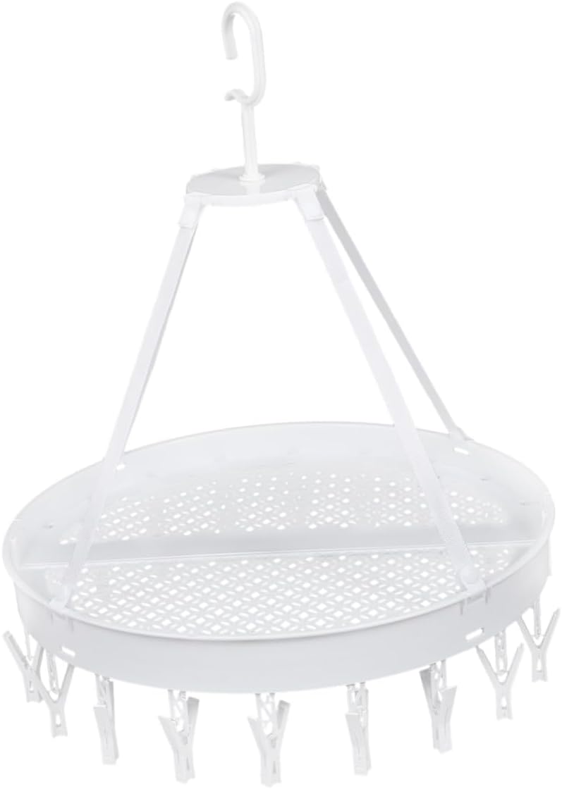 KICHOUSE Foldable Underwear and Socks Drying Rack White Single Layer Windproof Clothes Hanger for Balcony Laundry Organizer