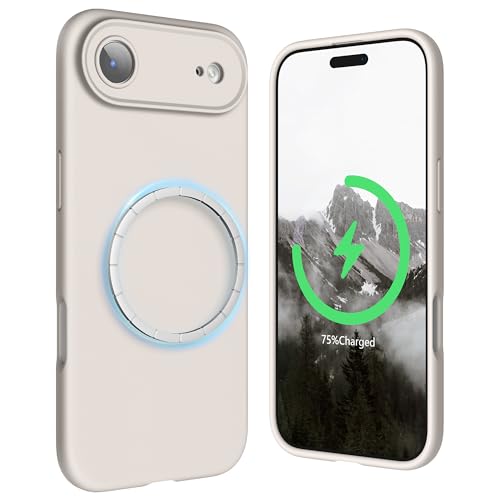 SURPHY Case for iPhone 17 Air (6.5 inch 2025), Liquid Silicone Cover Compatible with MagSafe, Full Body Drop Protection, Shockproof Design, Grey White