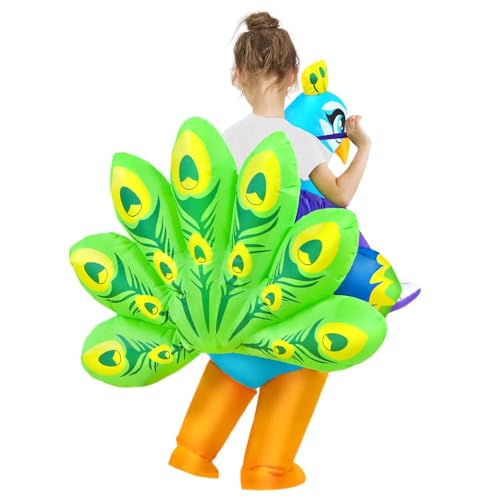 Disfraz inflable de pavo real para niños miniatura 4