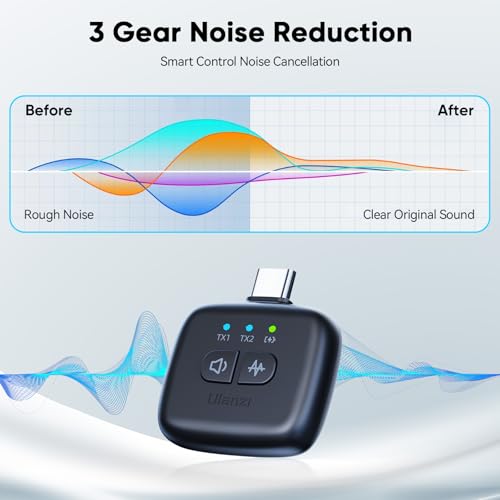 Image of ULANZI A30 Tiny Mic Magnetic, Wireless Lavalier Microphone Mini Size, Noise Cancellation, 164 ft Range, 20H Battery Life, Lapel Microphone for Video Recording, DSLR, iPhones, Android, PC