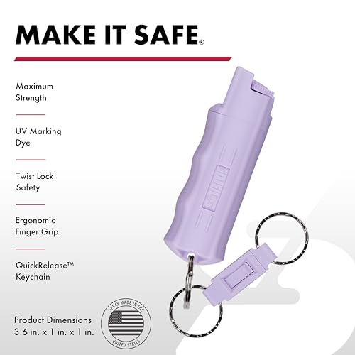 Image of Sabre Pepper Spray - Quick Release Keychain for Easy Carry & Fast Access, Max Police Strength Self Defense OC Spray with UV Dye, 10 Sec. Spray Time, Finger Grip - Faster Aim, 0.54 fl oz,Secure Safety
