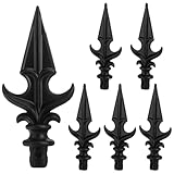Fence Finials Trident Spear High-Impact Aluminium Alloy Black Finial Fence Topper Post Caps Replacement Part, 6 Pack (0.9inch)