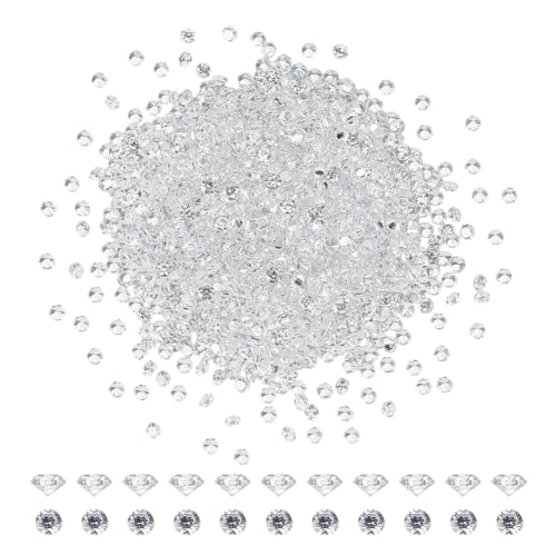 HOBBIESAY 1000Pcs cabochon à Facettes en Oxyde de Zirconium Transparent à Dos Pointu Petit Diamant Rond en Vrac Pierre Précieuse Synthétique pour Nail Art Fabrication de Bijoux Artisanaux 2mm