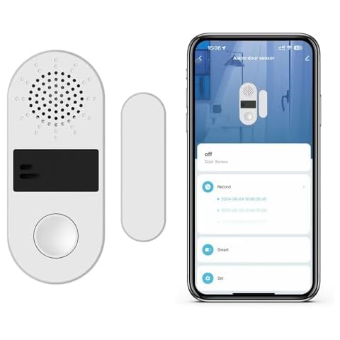IHSENO Tuya Door&Window Alarm, 130dB Door and Window Sensor for Home Security/Kid Safety/Pool Safety, 2.4GWifi Door Sensor with Alarm Light Compatible with Smart Life &Tuya Smart (1) Cover