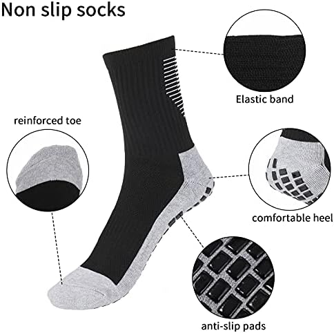 FANTESI 2 Pairs Anti-slip Sport Sock, Rubber Grip Football Socks Men's Athletic Socks for Football Basketball Baseball Yoga Runing Hiking Trekking
