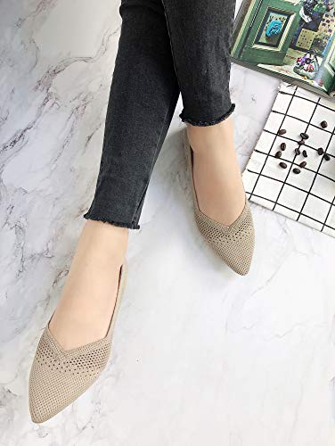Image of FEVERSOLE Women's Woven Pointy Fashion Cutouts Breathable Knit Flat Shoes