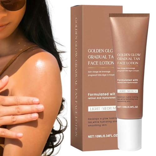 Crema Bronceadora | Tratamiento Facial Hidratante de 10ml - Solución No Grasa Para Un Bronceado Natural, Cosmético Con Protección Solar Para Bodas, Viajes, Playa Y Citas