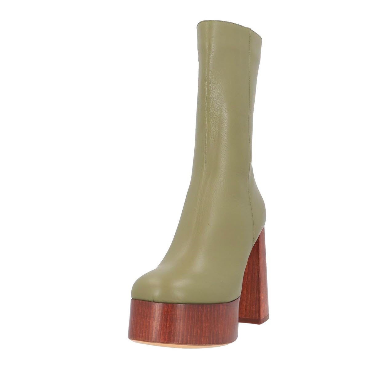 miss left Women Round Toe Stretchy Platform Ankle Boots Side Zipper Cork Block Chunky Super High Heel Booties