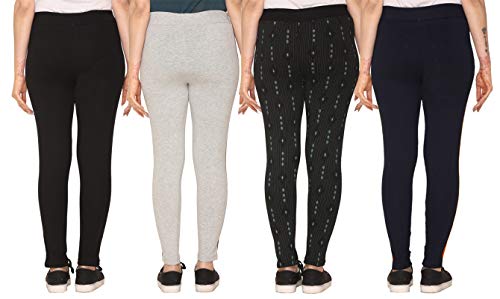 Image of SHAUN Women Free Size (Waist Size-26-34 inch) Stretchable Jegging (Length 37-39 inch Pack of 4)