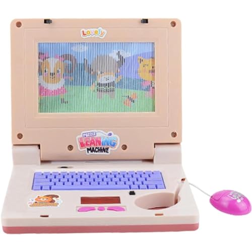 キッズコンピュータ | 本物のマウスとキーボードを備えた幼児用コンピューター - 細かい運動技能訓練、音楽啓発のための多機能赤ちゃん学習玩具 (パープル)