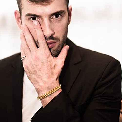 Stainless Steel 8mm Cuban Link Bracelet for Men/Women/Boy,Silver/18K Gold Plated 7/8/9 inch Fashion HIP HOP Jewelry Bracelet for Gifts4