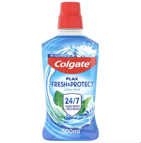 Colgate Plax Cool Mint Mouthwash 500ml | fresh breath mouthwash | instant long-lasting freshness | no burn experience | 24/7 plaque protection when used twice daily | clinically tested by dentists