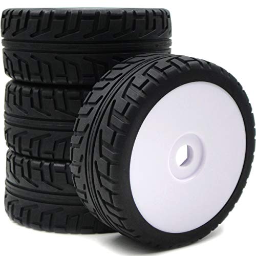 4pcs 1/8 RC On Road Tires Tyres & Hex 17mm Wheels Rims for 1:8 RC On-Road Buggy Car