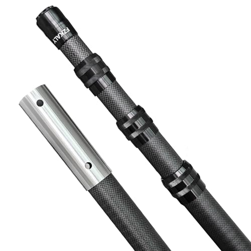 Fzkaly Carbon Fiber Pool Pole, Professional 15 FT Telescoping Swimming Pool Cleaning Pole 4.6 to 15 FT, Ultra-Lightweight 4-Section Adjustable Skimmer Pole for Nets, Brushes, Vacuums – Rustproof