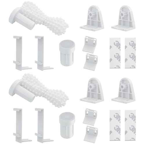 2 Juegos De Soportes De Persiana De 17 Mm, Sin Taladrar, Mecanismo Estor Plegable, Mecanismo Estor Enrollable, Mecanismo Estor Paqueto, Color Blanco, Para Estores Oficina, Aula, Sala De Estar