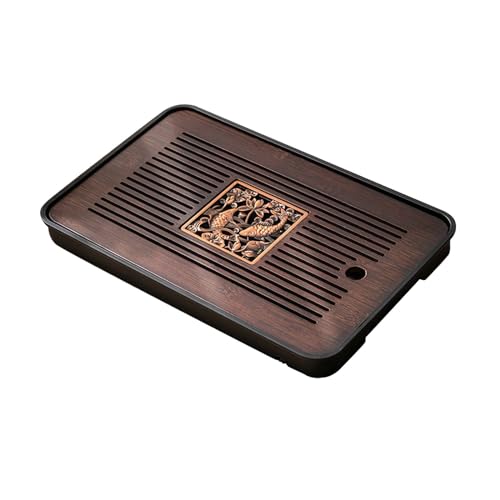 Chinese Bamboo Tea Tray with Water Storage Box for Kungfu Tea Set Kungfu Tea Table Drainage for Hotel Office Teahouse, Style C