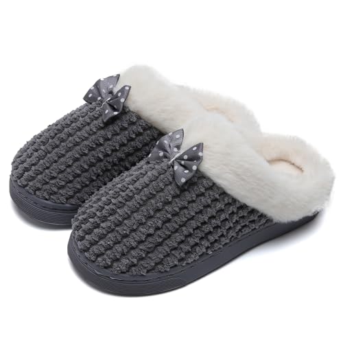 Image of WateLves Girls Slippers Memory Foam Toddler Kids Comfort Wool-Like Plush Fleece Lined House Shoes for Indoor & Outdoor