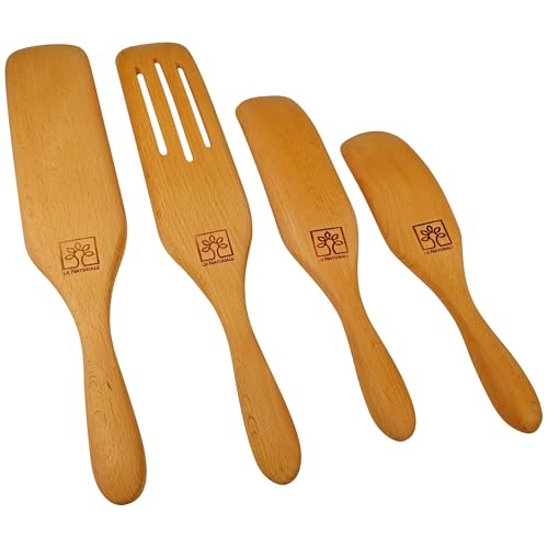 Spatula Spurtle Kitchen Tools As Seen On TV, 5Pcs Wooden Spurtle/Spatula Set, Premium Beechwood Wooden Spoons Non-Coated, Cooking Utensil for Nonstick Cookware, Mixing, Serving, Stirring