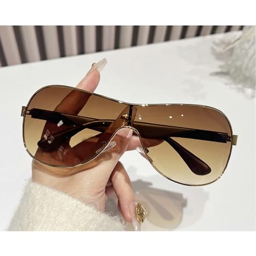 Trend Oversized Pilot Sunglasses Women For Men Luxury Wrap Around One-Pieces Sun Glasses Vintage Big Driving Shades2