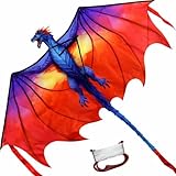 TOY Life 55.9'' Dragon Kites Easy to Fly for Kids Adults with 328.1 FT String, Beach Kite Outdoor Game Outside Toys Activity, Dragon Toys for Kids, Gift for Boys Ages 4-8