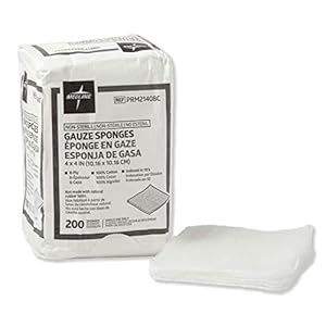 Medline 4 x 4 inch Gauze Sponges, 100% Cotton, 8-Ply Woven Non-Sterile Gauze, 200 Count (Pack of 1), Packaging may vary