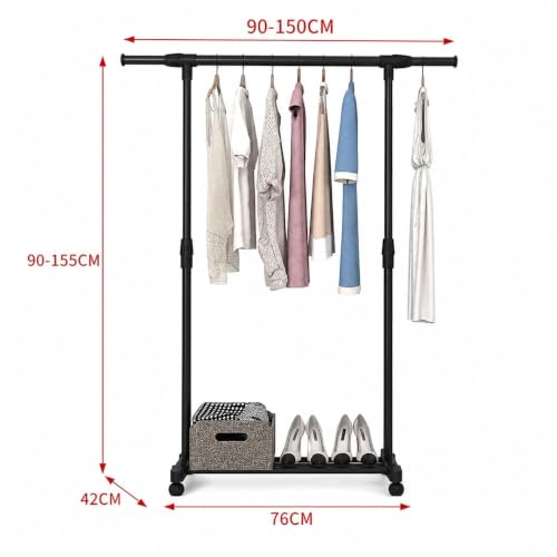 Image of 𝗞𝗢𝗦𝗠𝗘𝗥 Heavy-Duty 𝗠𝗲𝘁𝗮𝗹 Hanger Stand for 𝗖𝗹𝗼𝘁𝗵𝗲𝘀 Hanging, Garment 𝗦𝘁𝗮𝗻𝗱 𝗥𝗮𝗰𝗸 Clothe Storage Freestanding 𝗖𝗹𝗼𝘁𝗵 𝗛𝗮𝗻𝗴𝗶𝗻𝗴 Stand for Bedroom, Entryway, Living Room