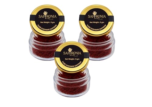 Image of Saffronia Mart Kashmiri Mongra Saffron | A++ Grade Kesar | Pure & Premium | Rich Aroma & Color | Perfect for Cooking & Beauty | Airtight Pack | FSSAI Certified | 5 gm - Pack of 3