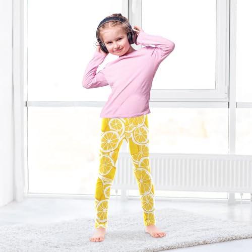 Lemon Yellow Girls Leggings Soft Stretch Workout Yoga Dance Pants for Kids Casual Tights4