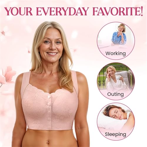Bustella Bras for Women Front Closure Button-Up Comfy Shaping Posture Corrector Bra Wireless Lift Bra with Back Support4